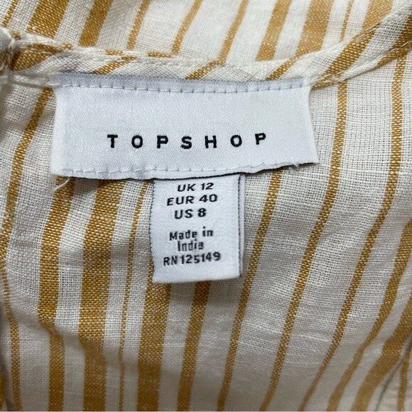 Topshop Yellow White Striped Linen Blend Jumpsuit Romper U.S. Size 8 - Picture 11 of 13